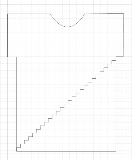 Sketch showing the diagonal and horizontal color block layout for the Beak Street intarsia sweater design.